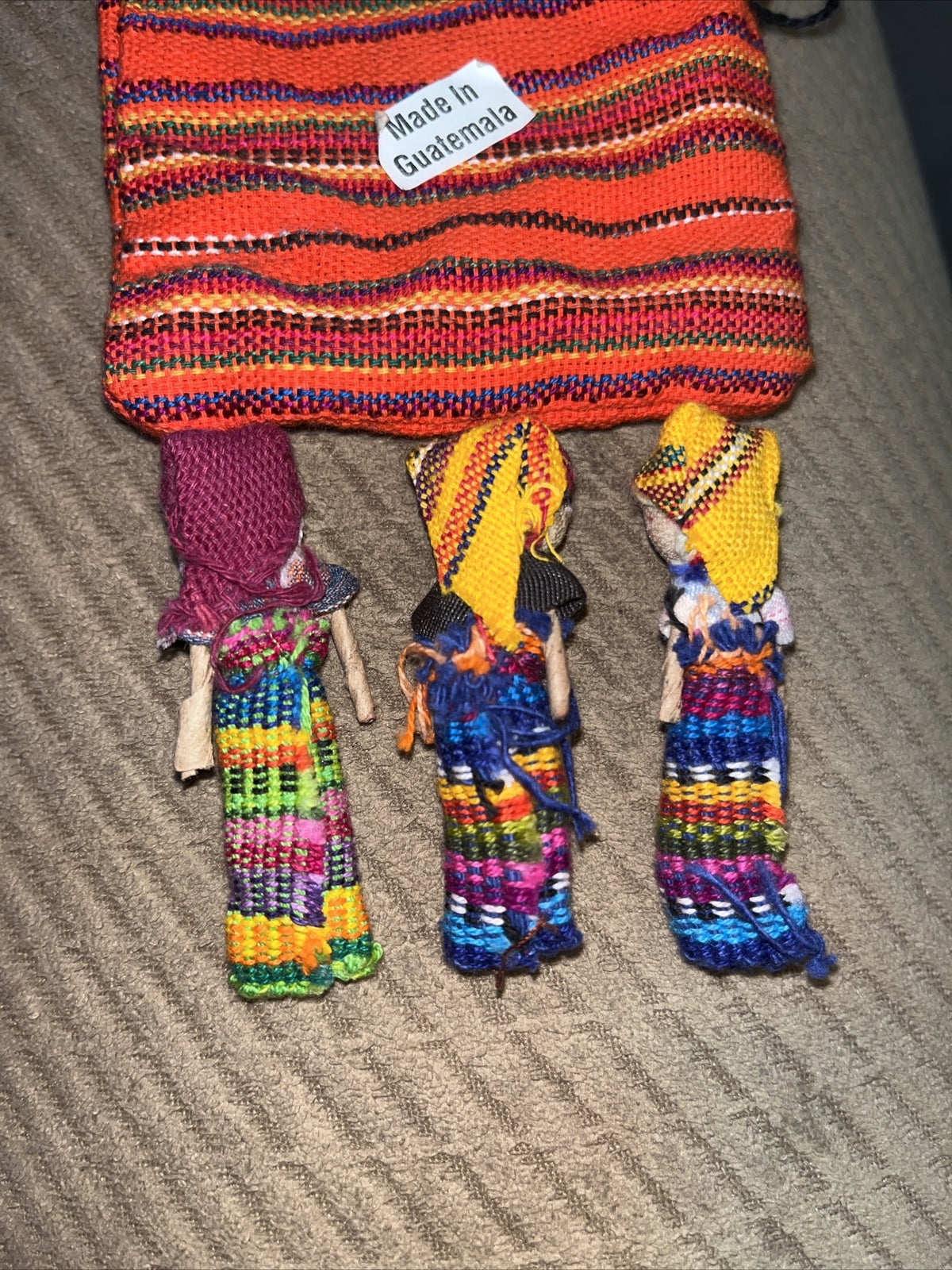 Worry Dolls Large Pouch Contains 3-2" Dolls from Guatemala,Trouble dolls,Mexican