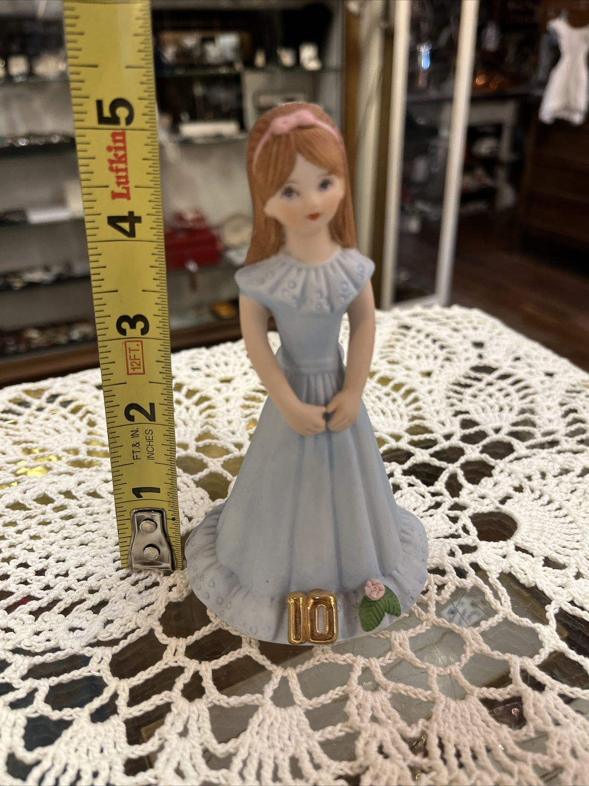 Enesco Growing Up Birthday Girls Age 10 Brunette Porcelain Figurine cake topper