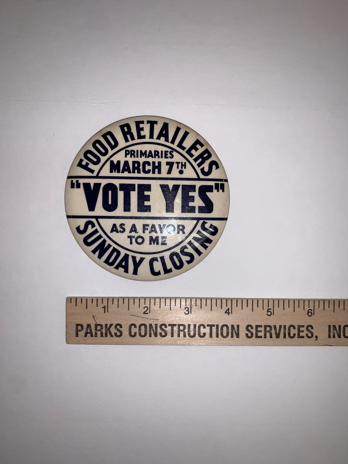 2 Vintage "Vote Yes" Food Retailers Primaries 4" Pinback