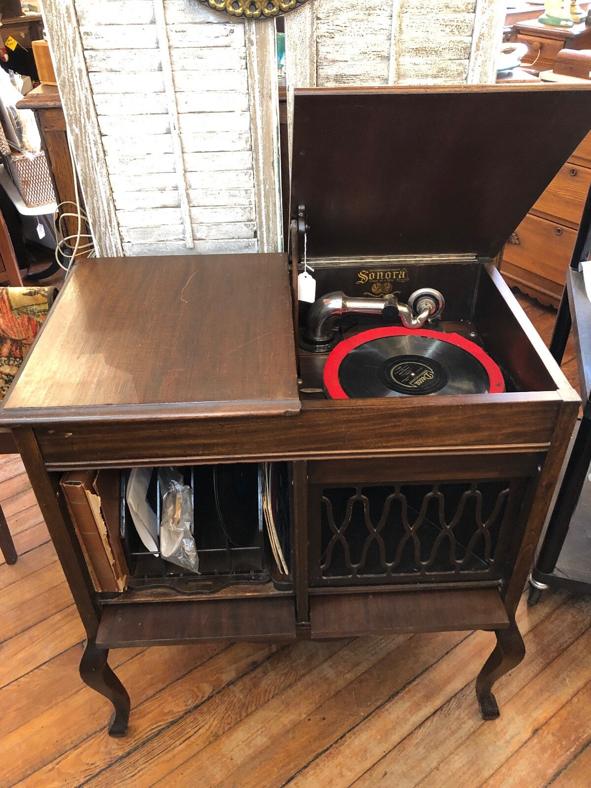 Working Antique Sonora Victrola Record Player Queen Anne 1920's with Video!