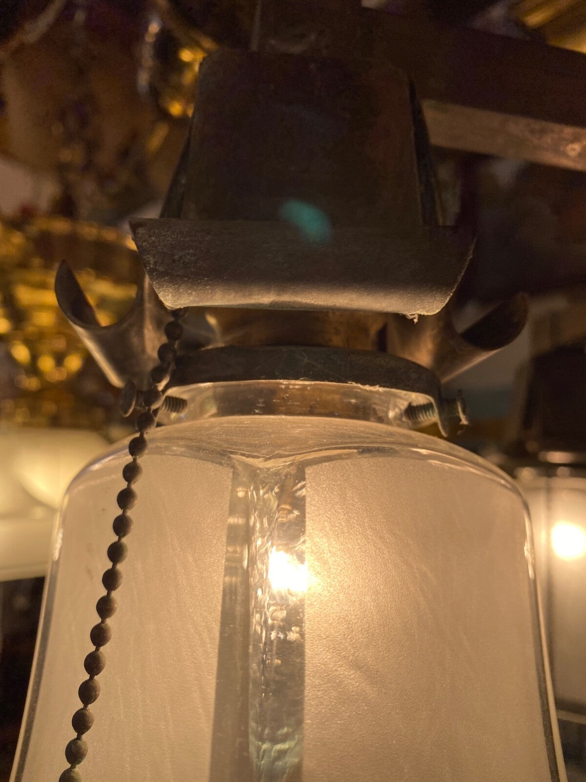 4 Light 1910s Craftsman Hubbell Socket Chandelier Arts & Crafts Mission