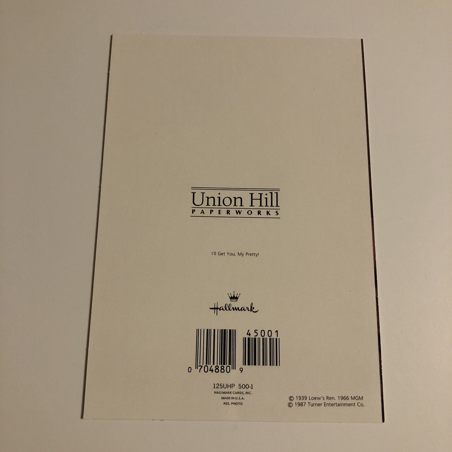 New Wizard of Oz Wicked Witch Flying on Broom Greeting Card Hallmark 1987