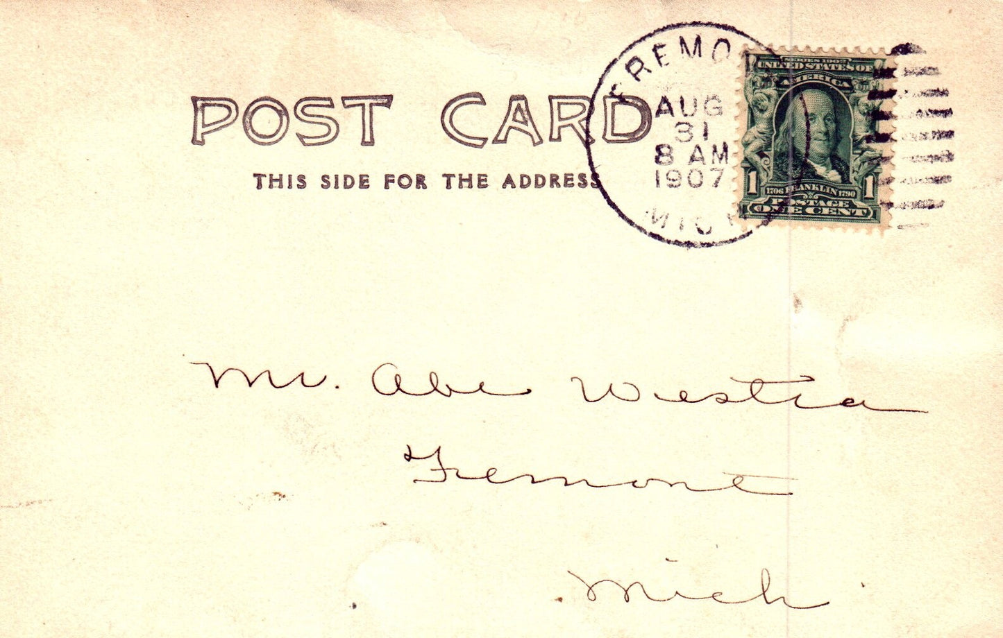 RPPC Fremont High School Building in Fremont MI Michigan Postcard