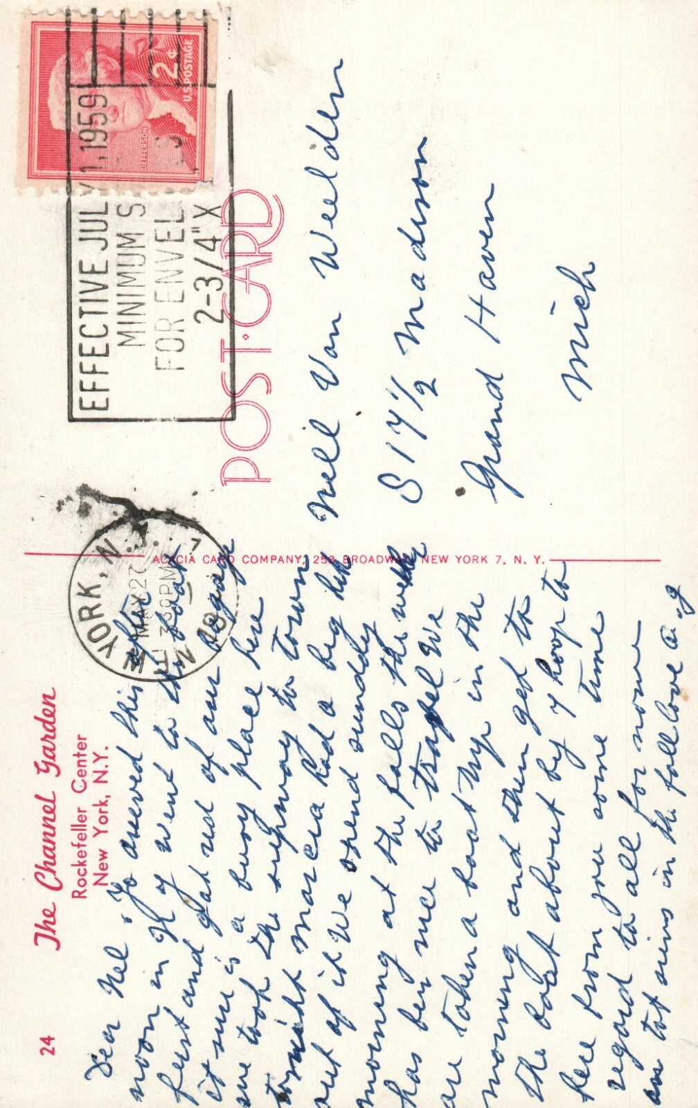 The Channel Garden Rockefeller Center NY New York Postcard