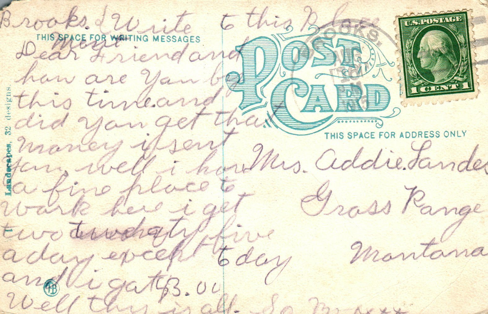 White House Scenery near Brooks MT Montana Vintage Postcard