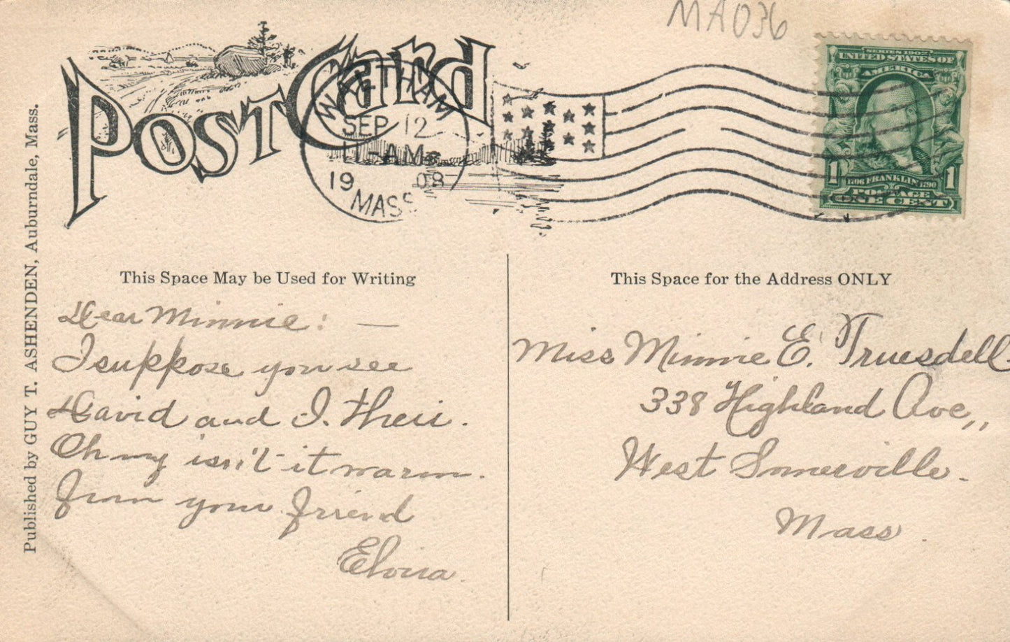 Norumbega Tower Auburndale, Massachusetts Mass Postcard