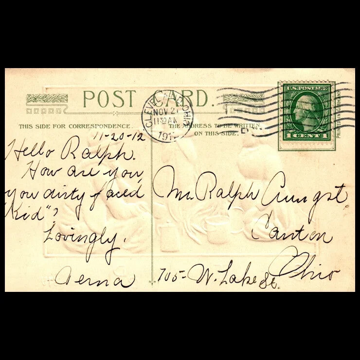 1912 John Winsch Gold Seekers Cowboys Wagon Vintage Thanksgiving Postcard