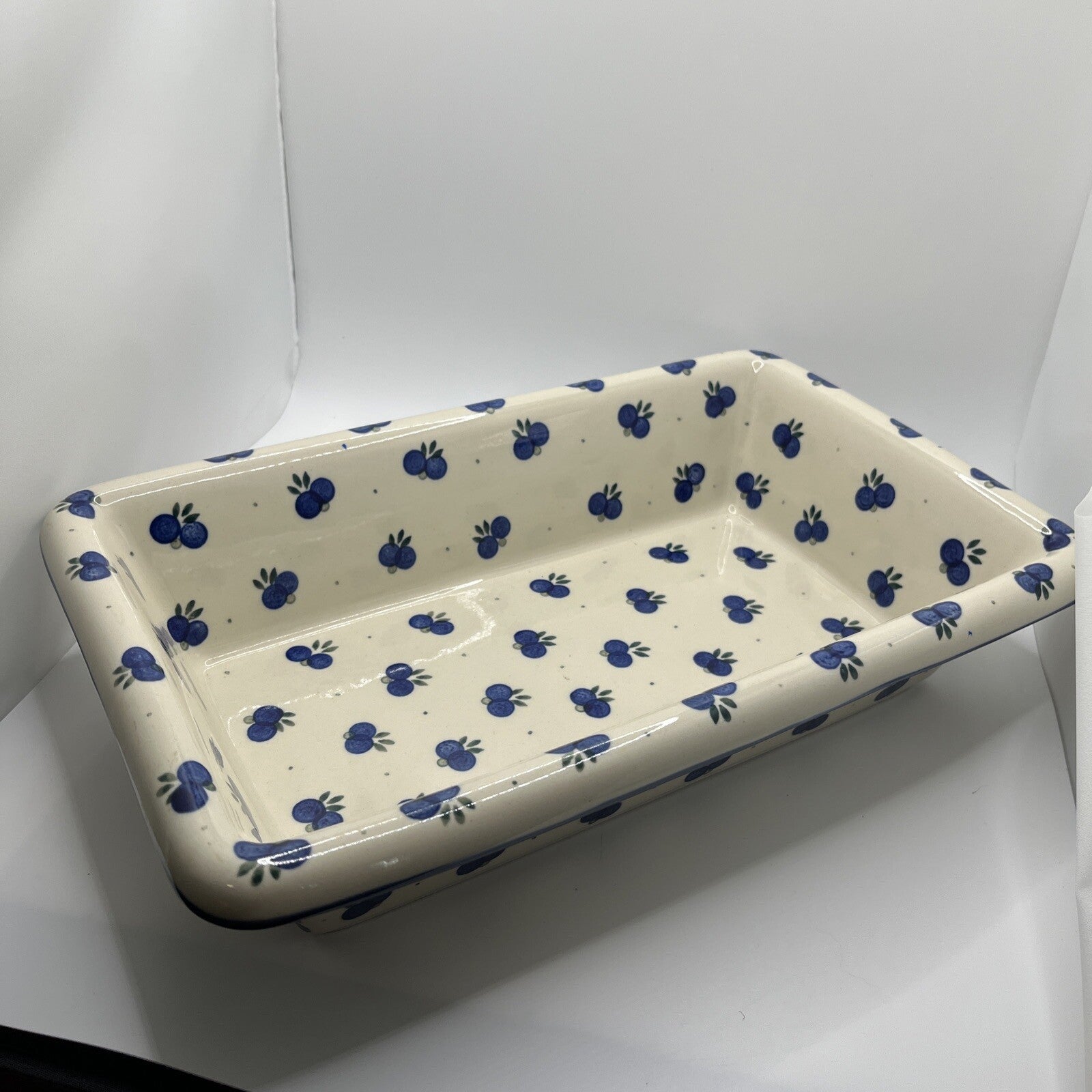Wild Blueberry Polish Pottery Loaf Baker 14” X 8”