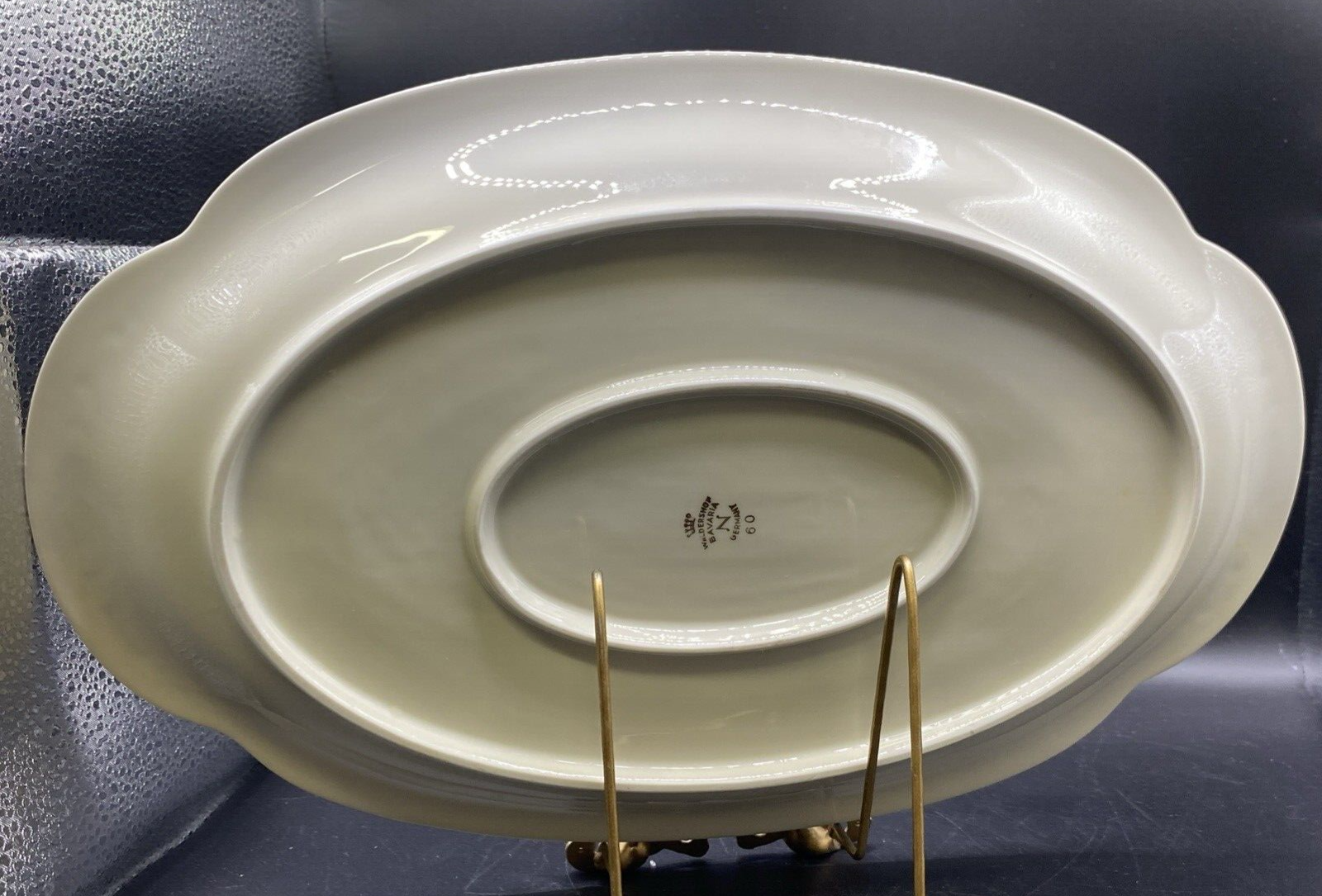 RARE Medium 14" x 8 3/4" Waldershof Bavaria SERVING Platter Cream with Gold Rim