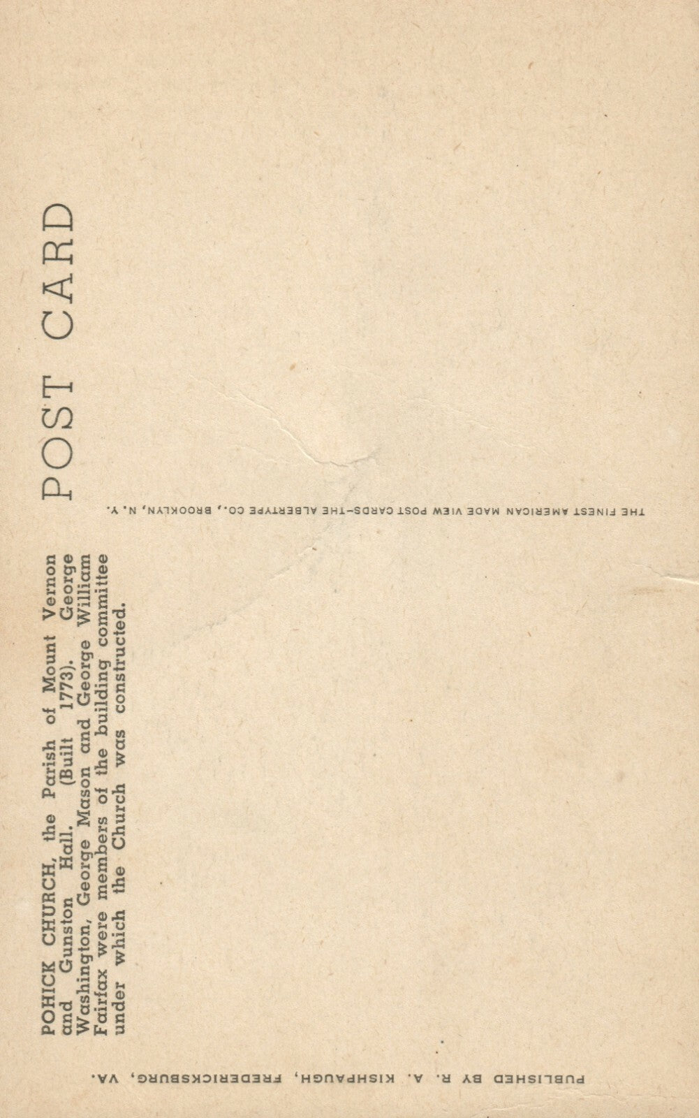 Pulpit and Canopy Pohick Church Fairfax County VA Virginia Postcard