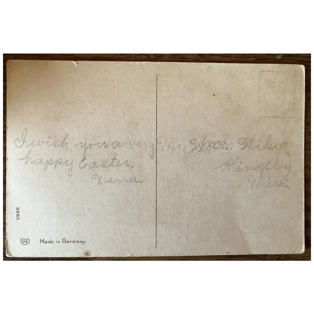 Superb EAS Series 5936 Easter Greeting of Boy Blowing Bubbles for Hen