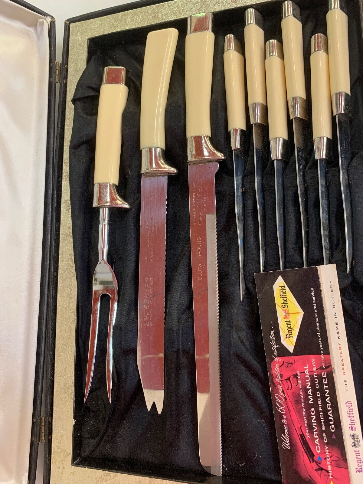 Vintage Regent Sheffield English Stainless Blades Set of 6 Small Knives & 3 Lg