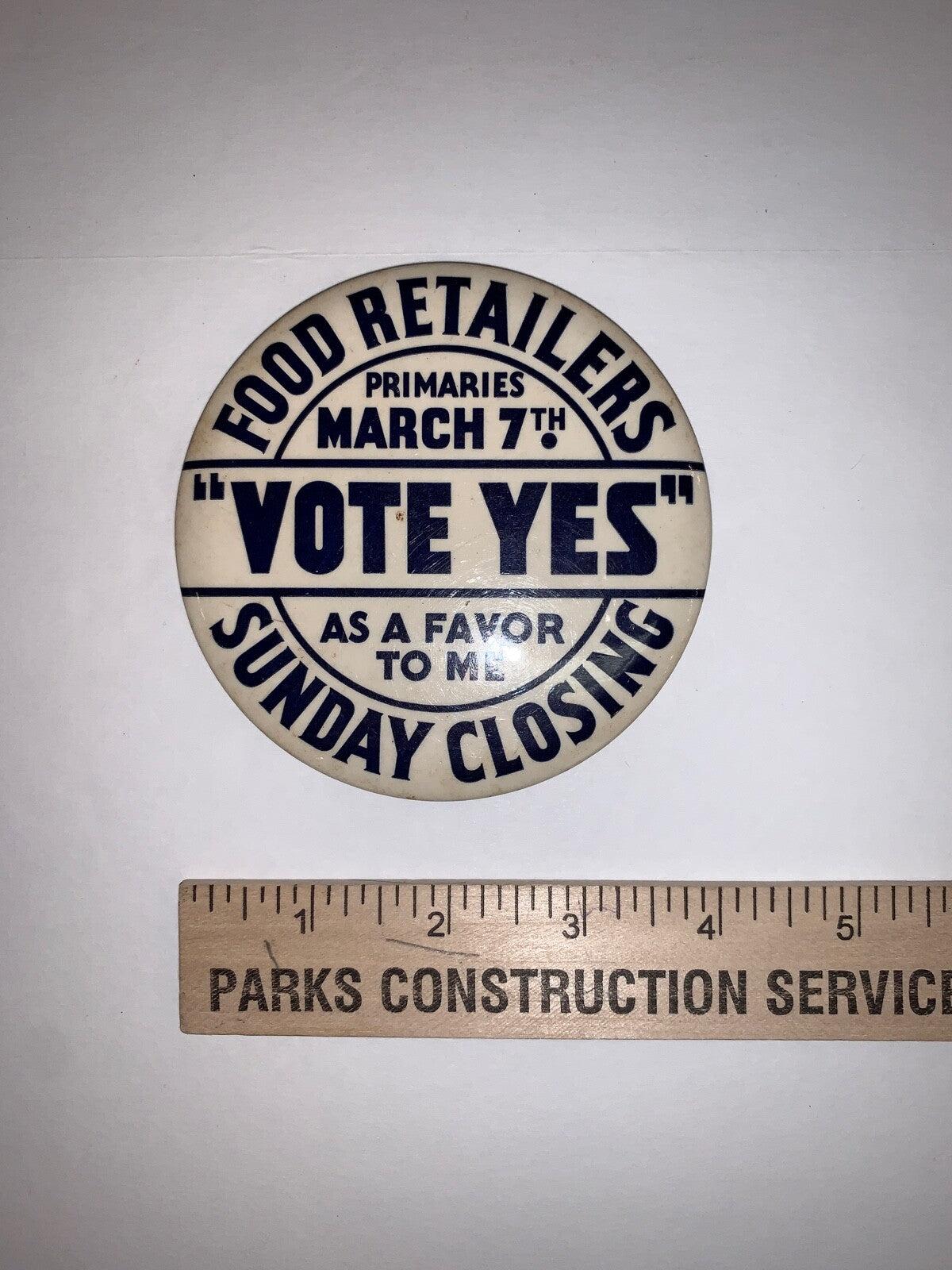2 Vintage "Vote Yes" Food Retailers Primaries 4" Pinback