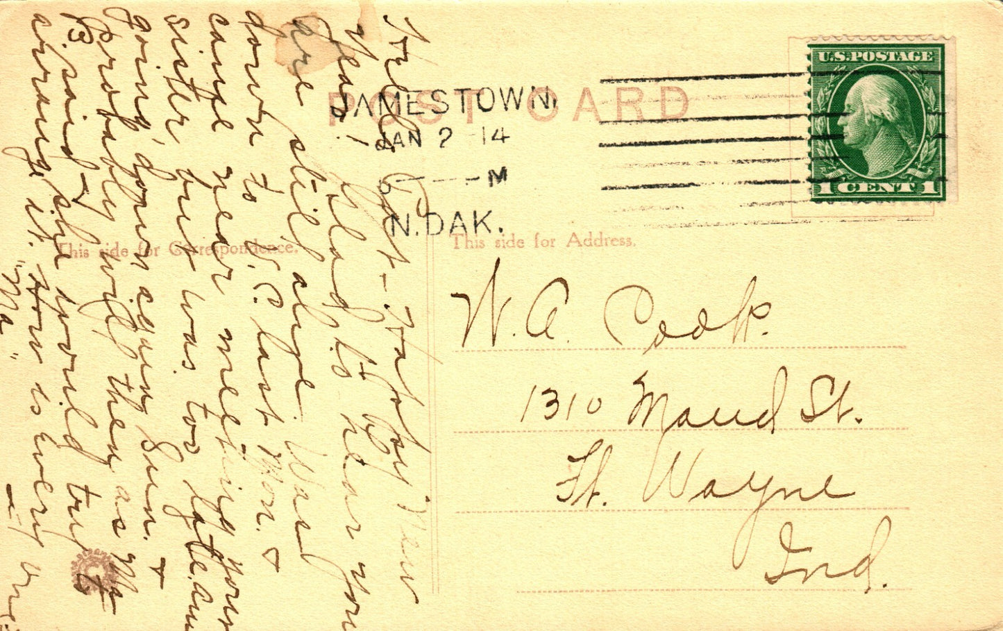 Children Sled Ride Happy New Year Postcard