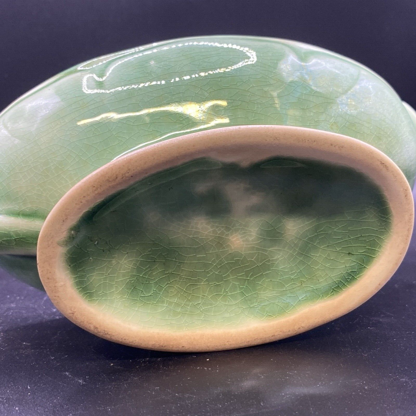1930's Petalware Mount Clemens LIGHT Green Gravy Boat 8"