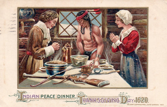Winsch Indian Peace Dinner 1620 Thanksgiving Vintage Thanksgiving Postcard