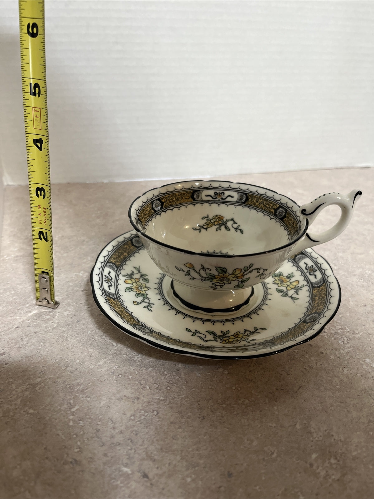 Antique Coalport England French Noble Yellow Tea Cup. numbered