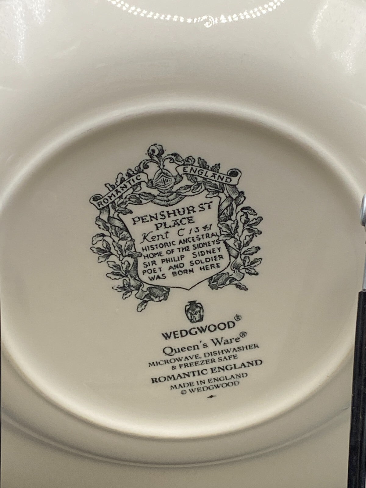 WEDGWOOD BLACK Soup Bowl Plate 9" Romantic England Queen's Ware Dishes