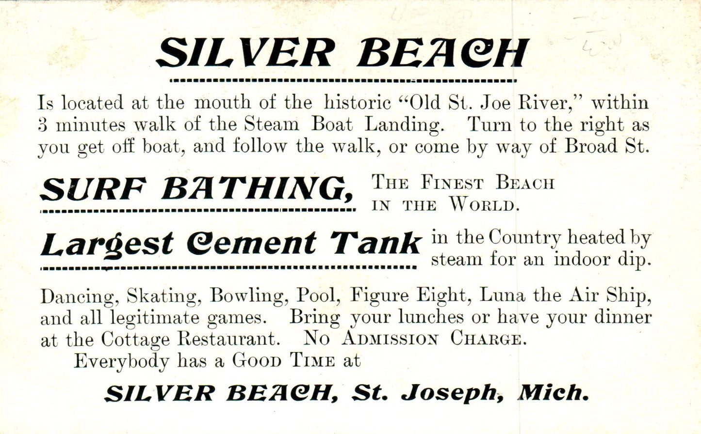 Silver Beach The Play Ground of All the People St. Joseph Mich Michigan Postcard