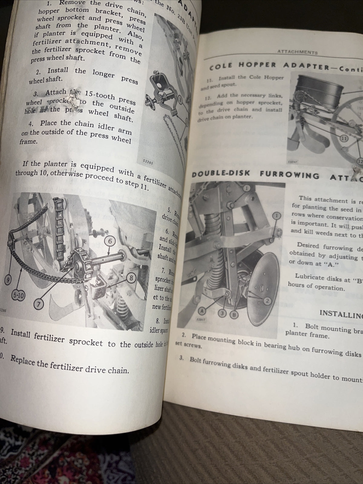 Vtg John Deere Unit Planter cotton & Corn No. 23B Rear Mounted Operator's Manual