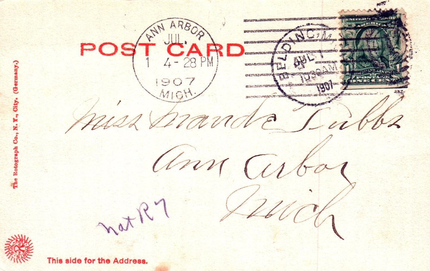 Main Street in Belding Mi Mich Michigan Postcard