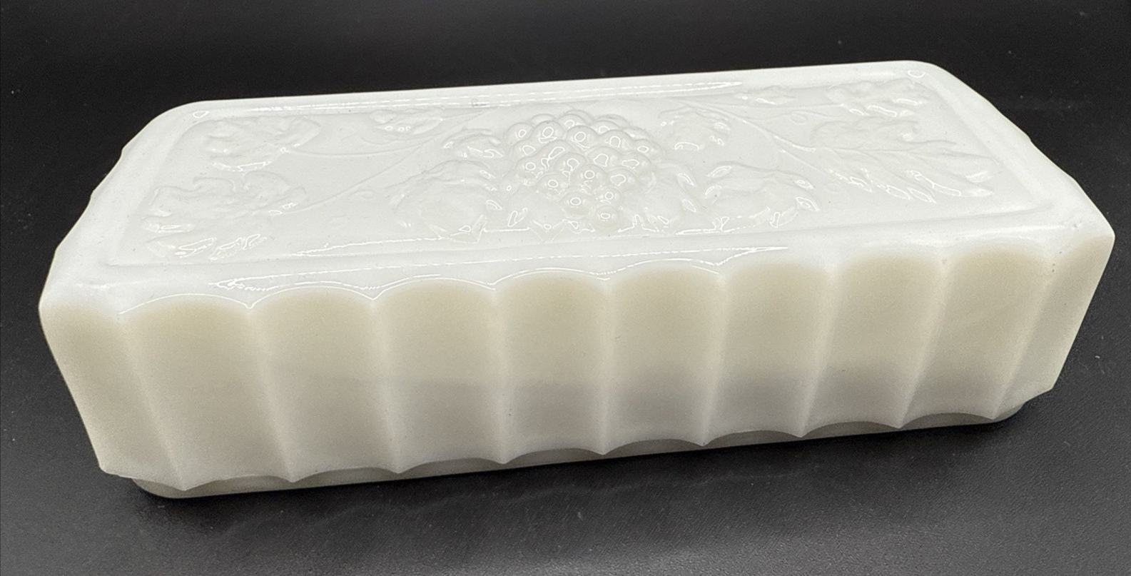 Westmoreland Covered Butter Dish White Milk Glass Paneled Grape - TOP ONLY