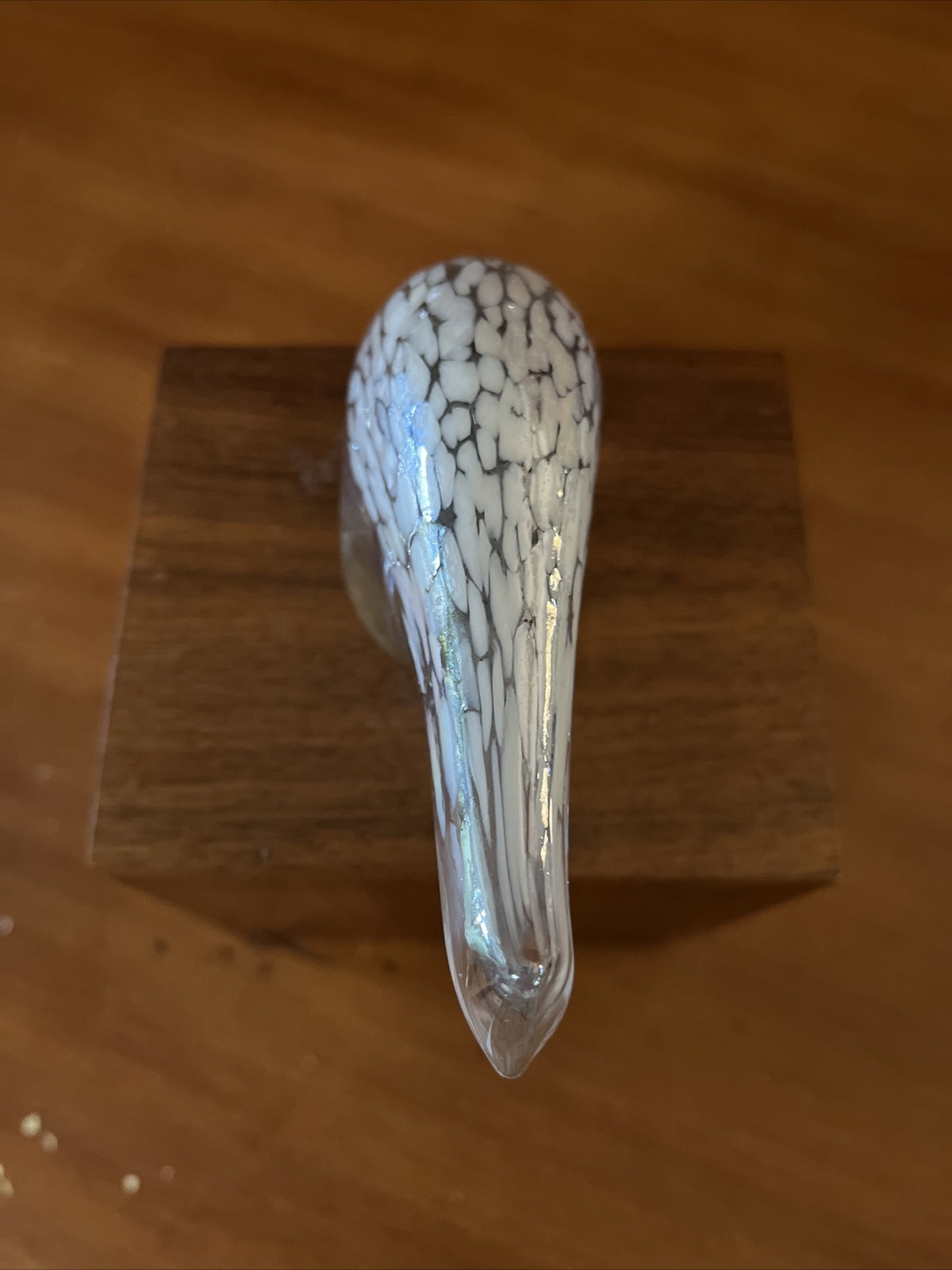 Vtg Silvestri Mouth Blown Iridescent Glass Polar Bear Paperweight Art Glass Bear