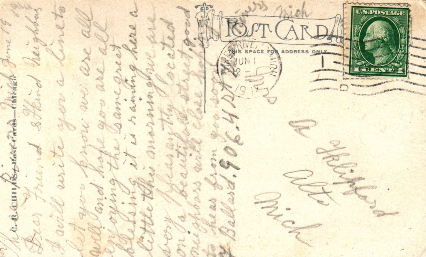 La Fayette Park, Three Rivers Mich Michigan MI Postcard