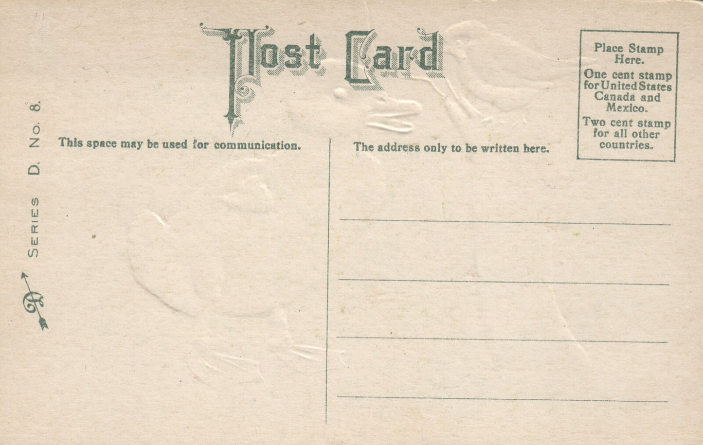 Series D No 08 Duck Watching Blue Bird On A Branch Gold Metallic Easter Postcard