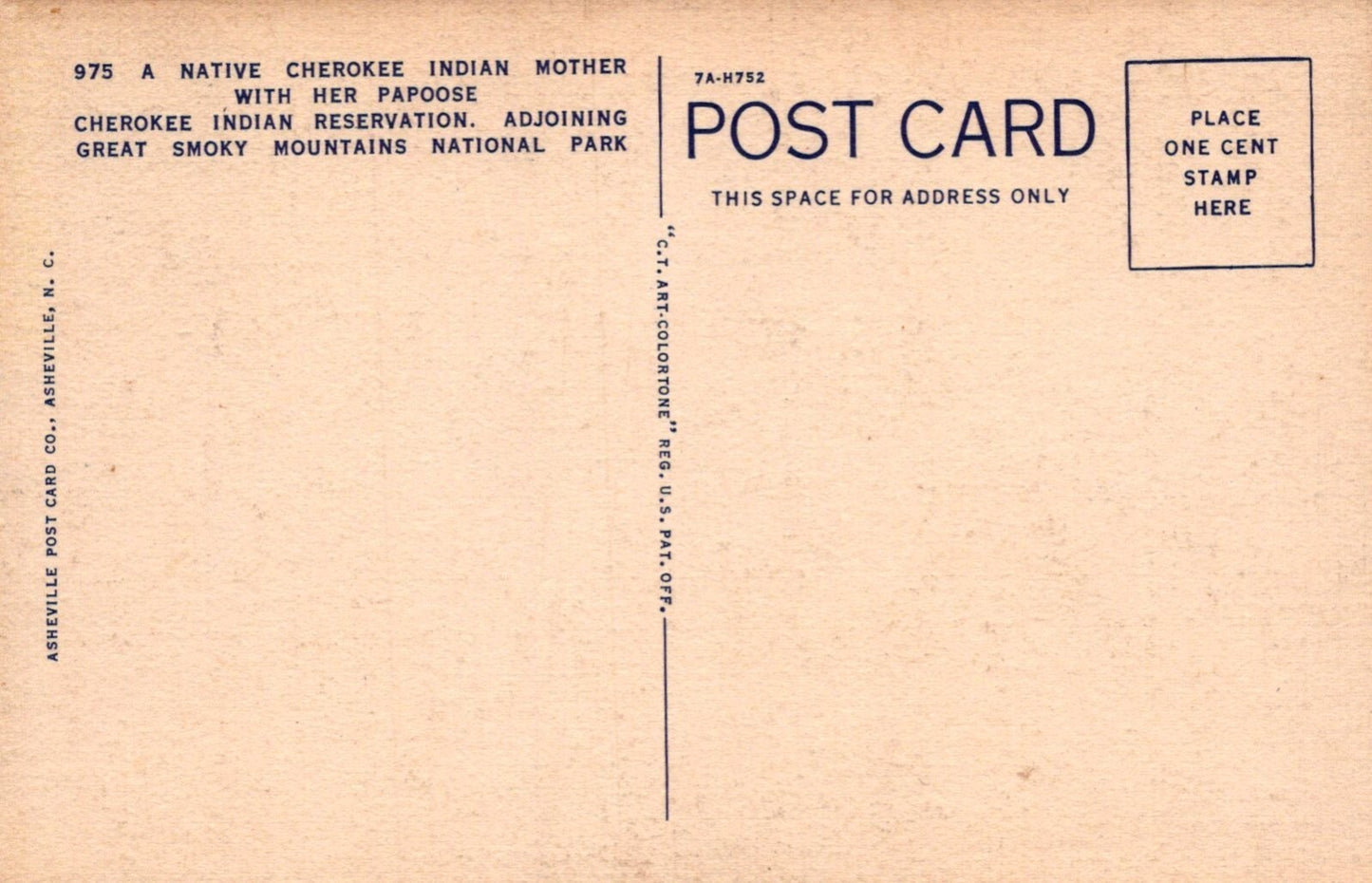 Cherokee Mother Papoose Reservation Smoky Mountains National Park TN Tennessee