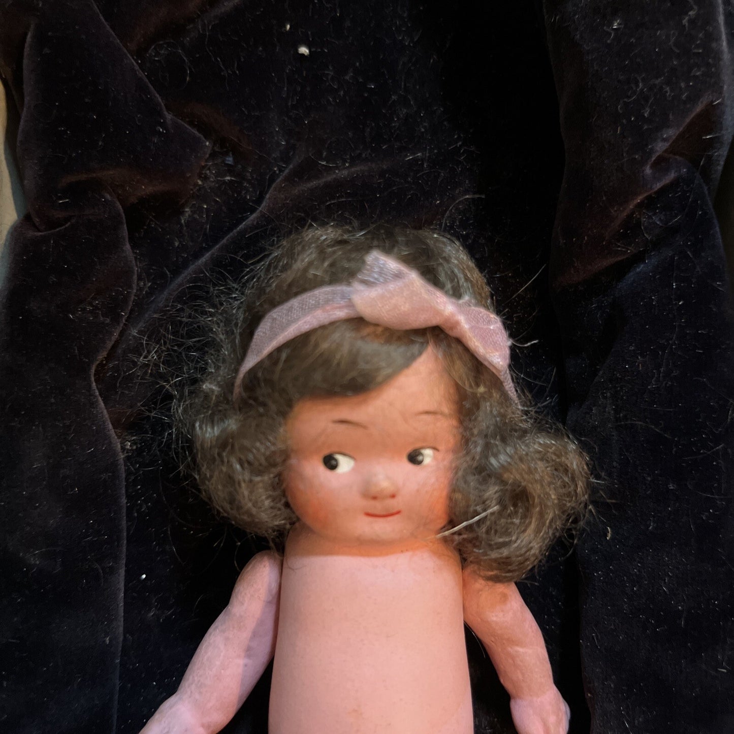 Antique 1920s Child Girl Bisque Dollhouse Doll- All original