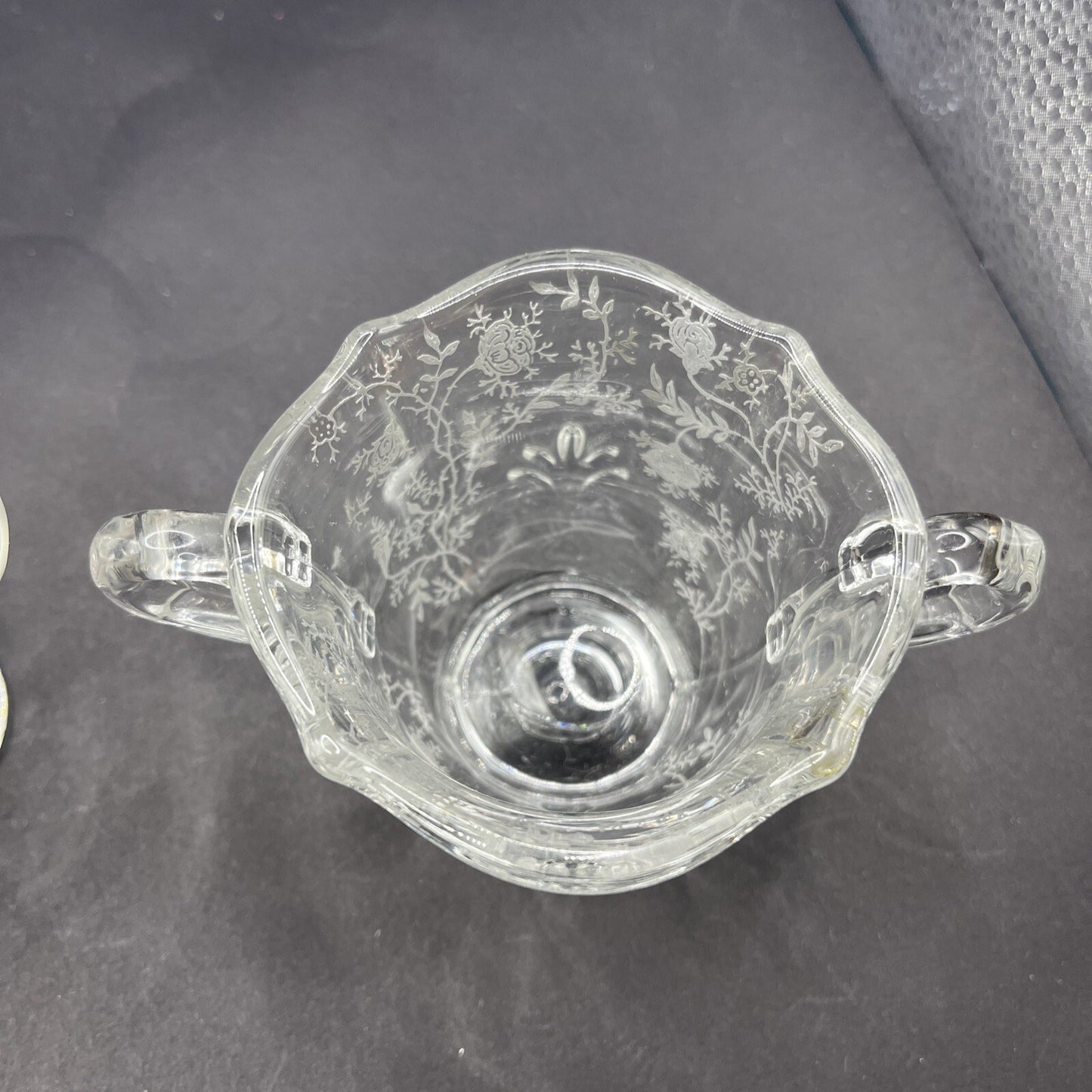 Vintage Fostoria Etched Sugar Bowl and Creamer Set