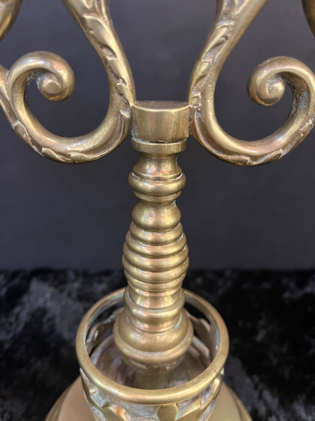 Vintage Brass Candelabra with Lion Holding Shield Amsterdam Netherlands Dutch