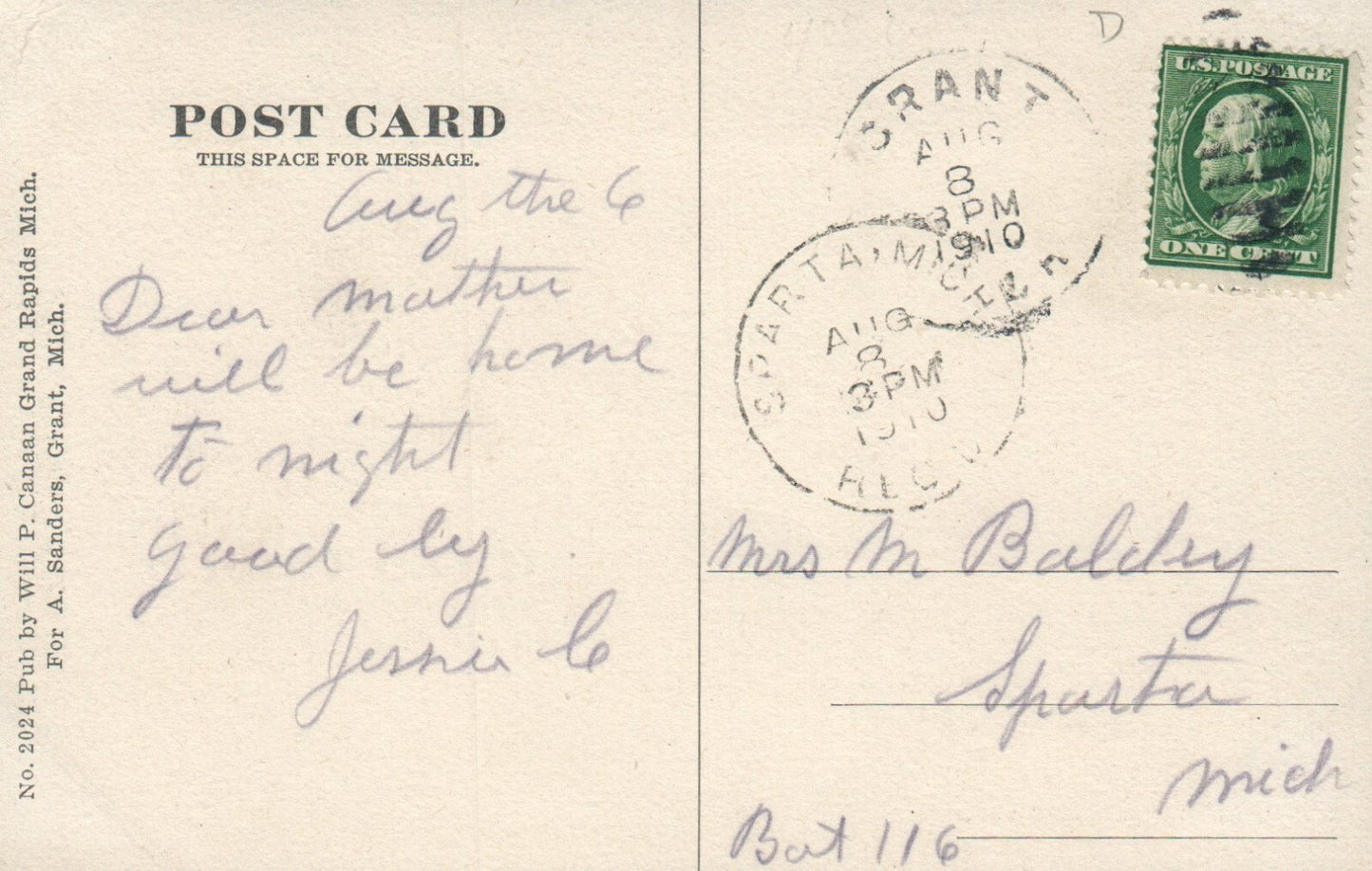 Post Office in Grant MI with Dog Out Front Michigan Mich MI Postcard