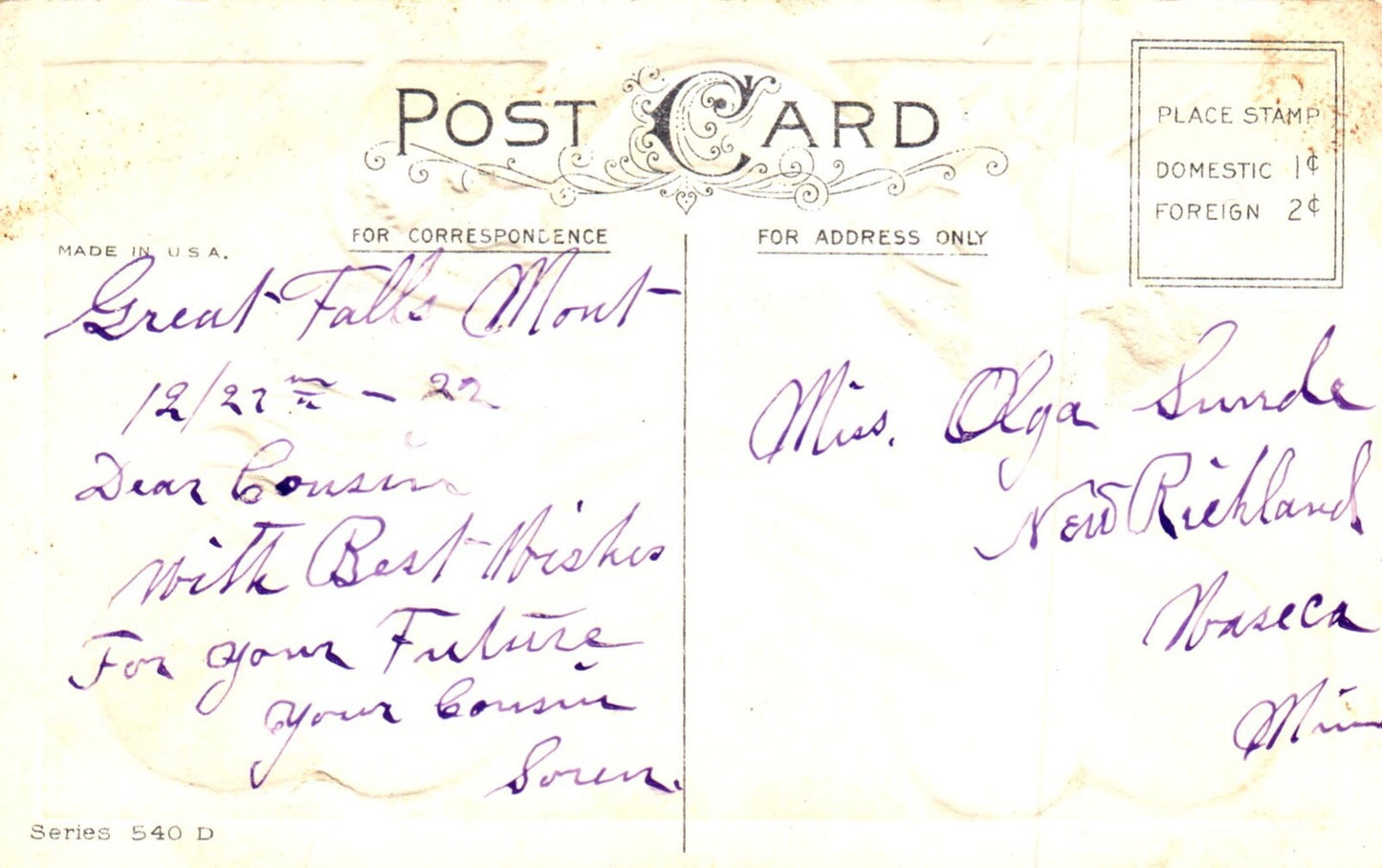 Merry Christmas Santa With Toys in Bag Airplane Vtg Santa Postcard