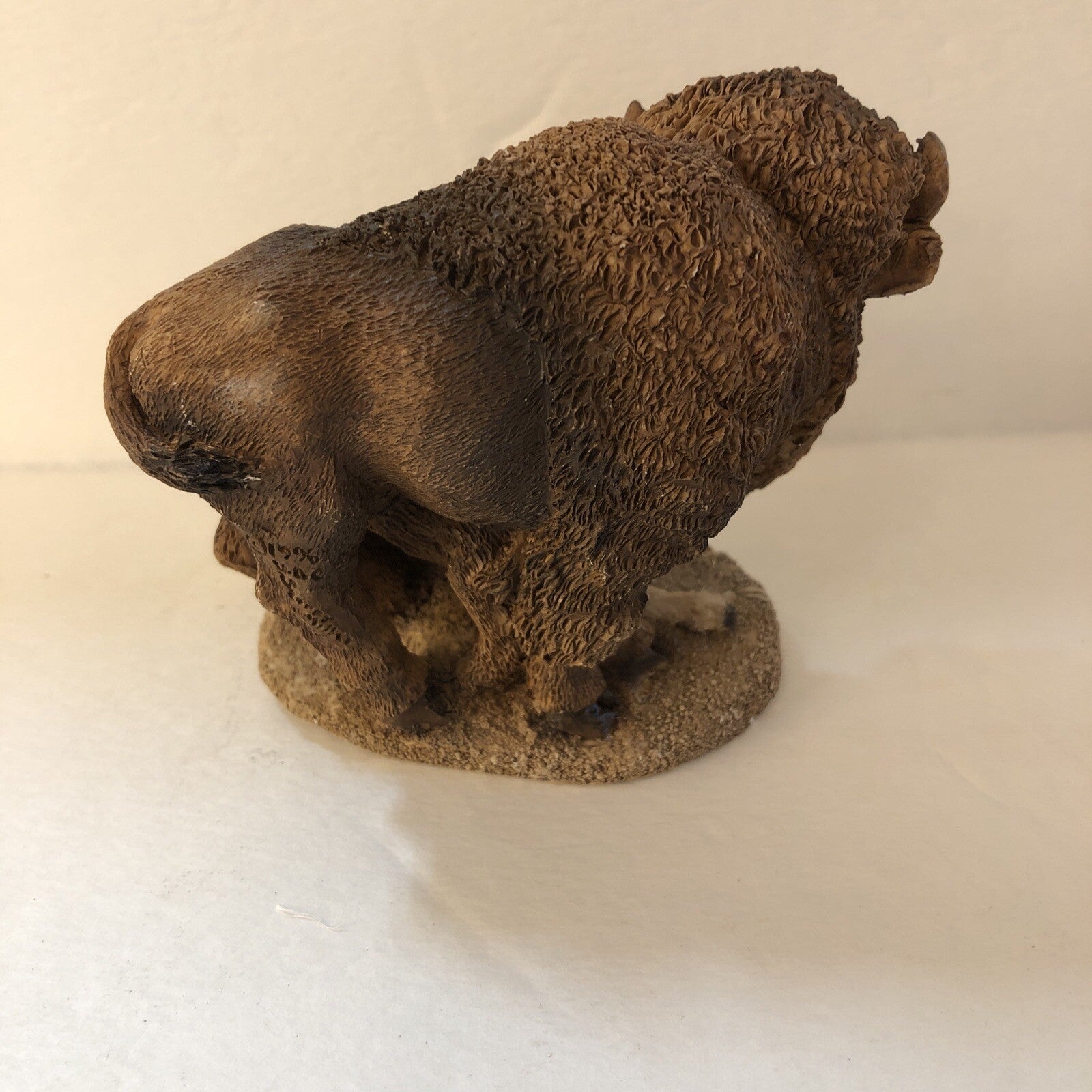Bison Buffalo with Two Calves White and Brown Figurine Statue 4" x 4" Western