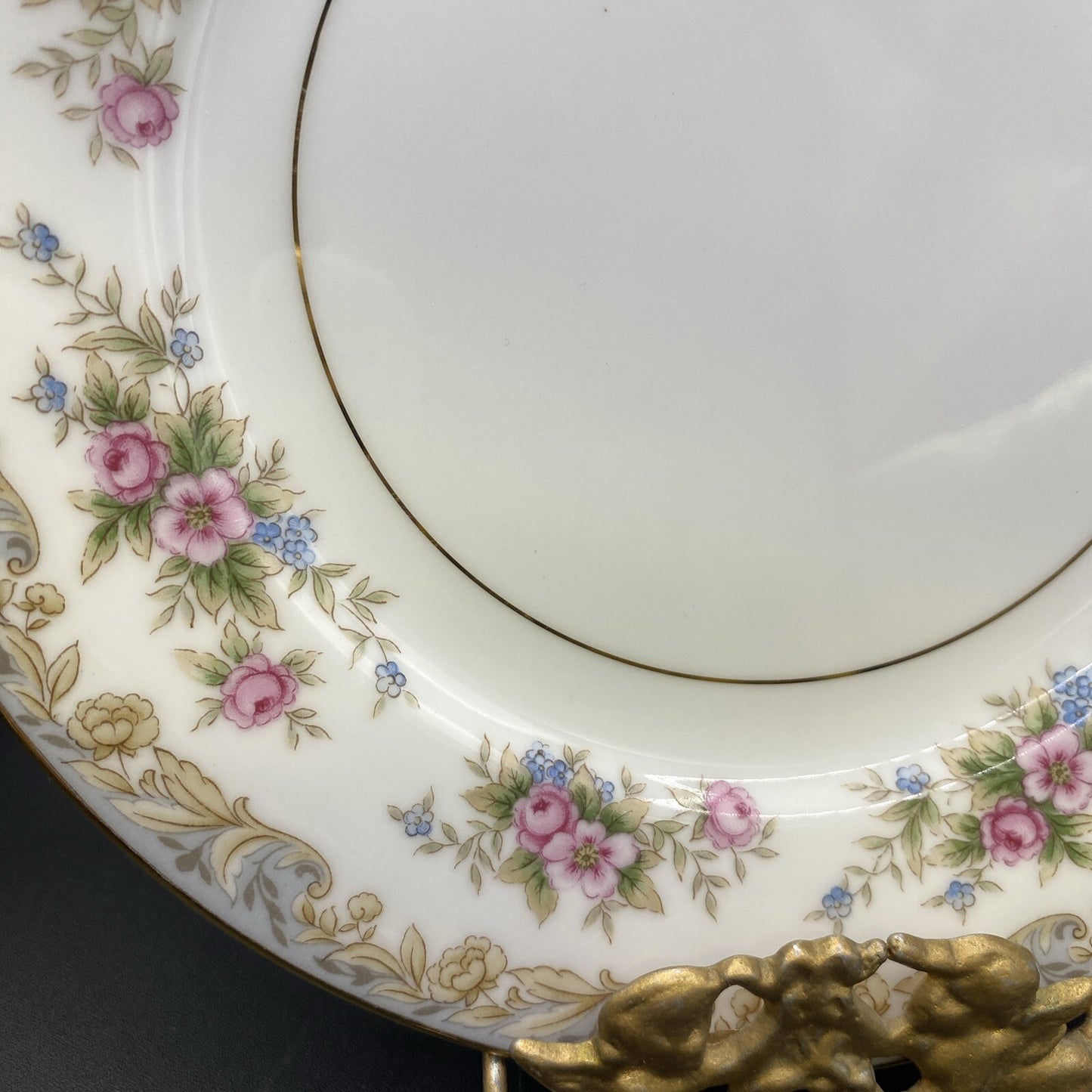7.5" Noritake China Somerset SALAD Plate Floral Design with Gold Trim Vintage