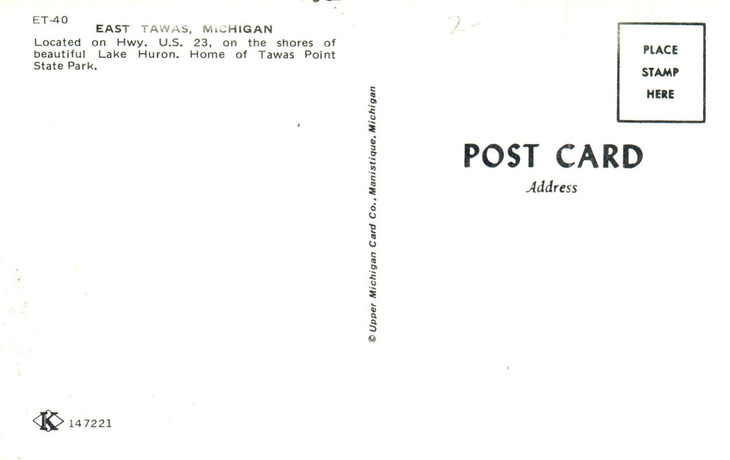 Main Street View of East Tawas MI Mich Michigan Postcard