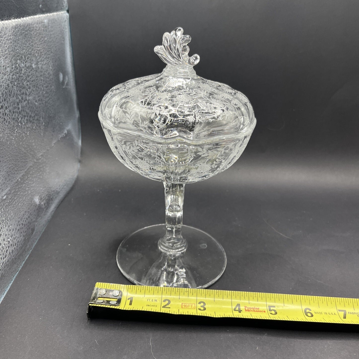 Vintage Fostoria Meadow Rose Clear Footed Jelly & Cover Baroque Shape
