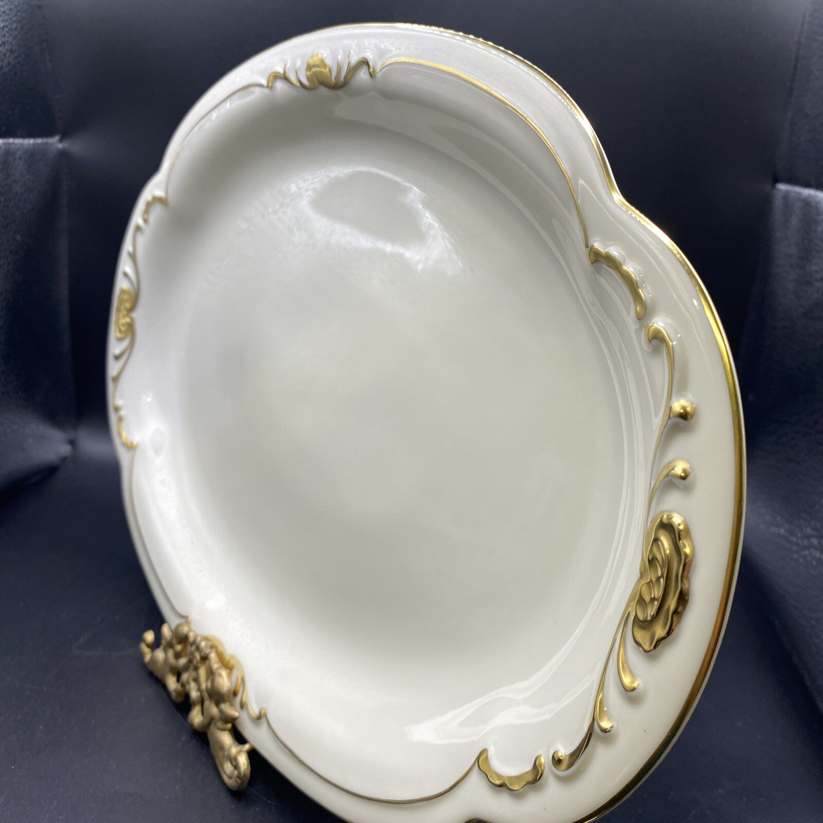 RARE Medium 14" x 8 3/4" Waldershof Bavaria SERVING Platter Cream with Gold Rim