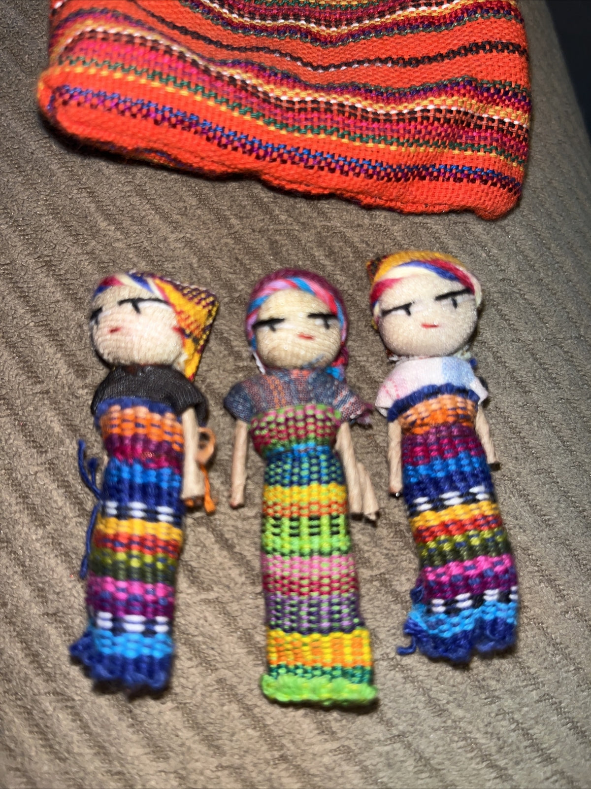 Worry Dolls Large Pouch Contains 3-2" Dolls from Guatemala,Trouble dolls,Mexican