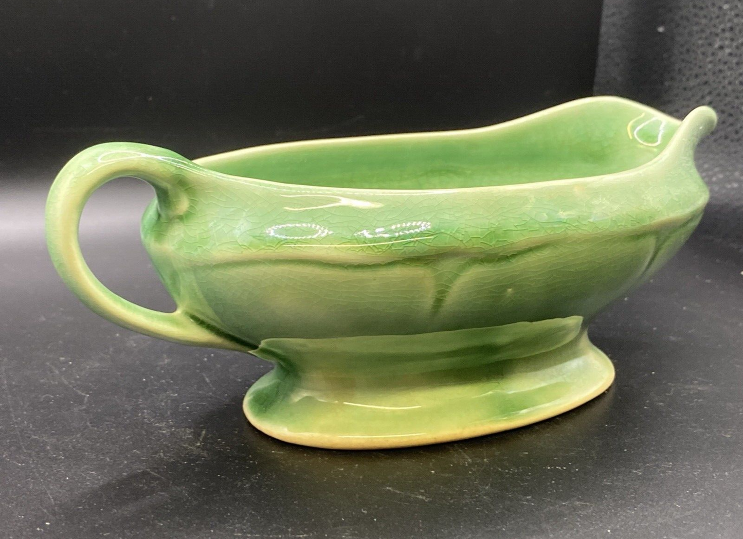 1930's Petalware Mount Clemens LIGHT Green Gravy Boat 8"