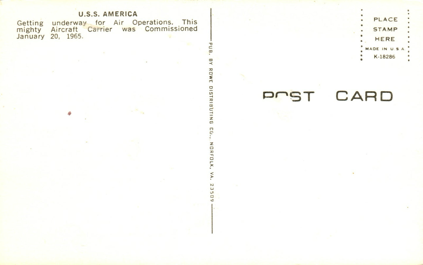 USS America Aircraft Carrier Commissioned 1965 Ship Militaria Postcard