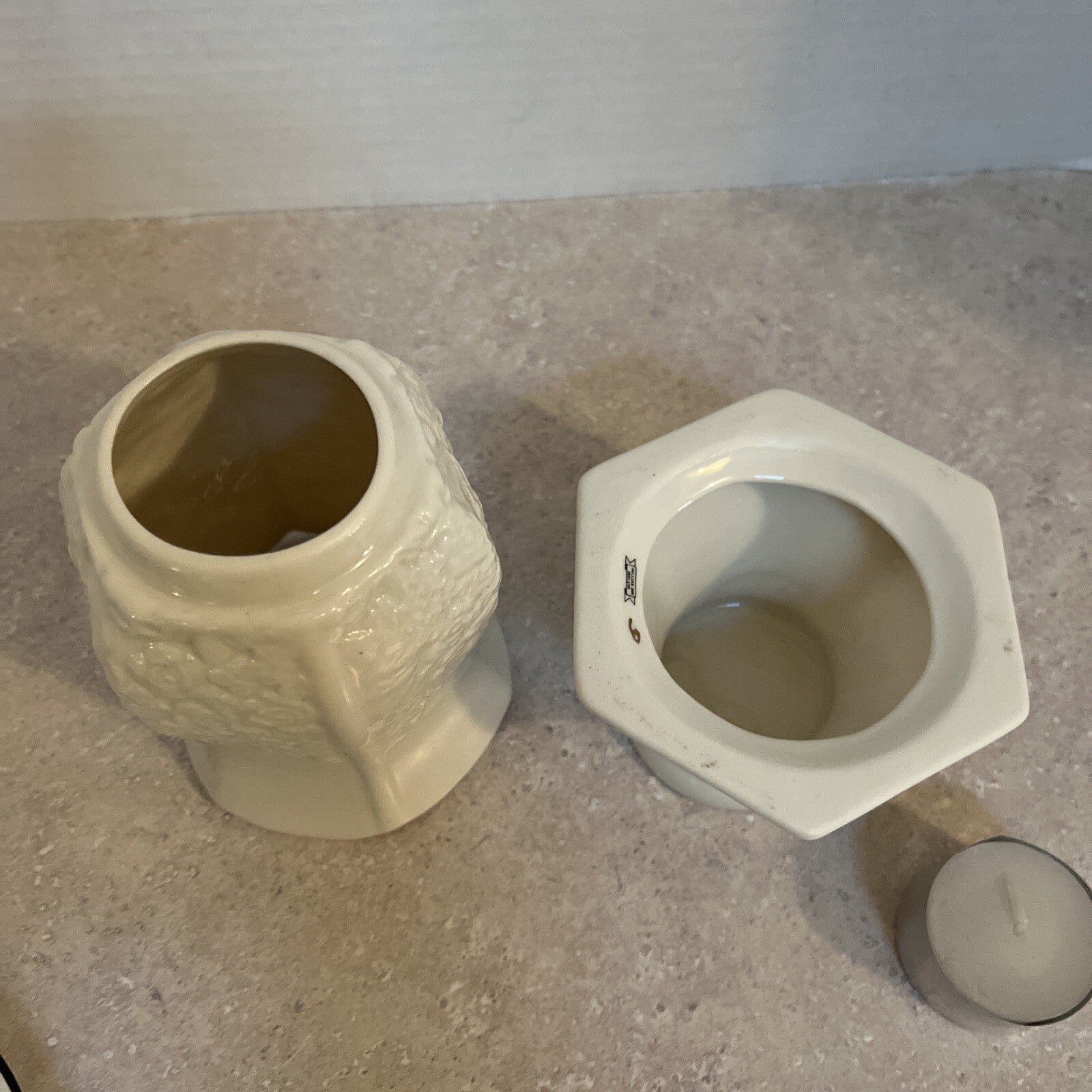 🍀BELLEEK Porcelain Tea light Votive Candle Holder With Shade Fairy Light Lamp