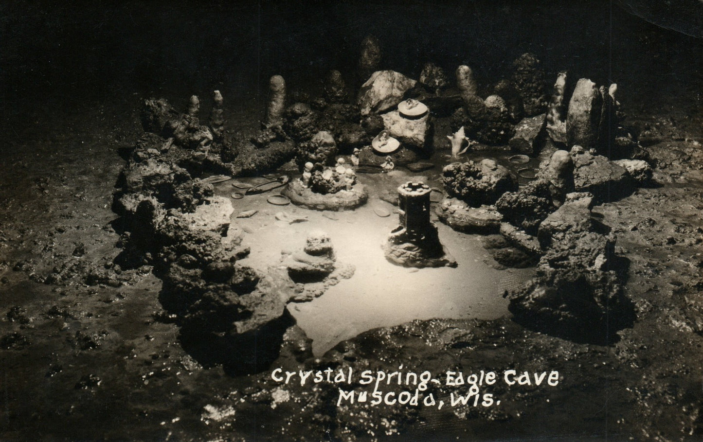 Real Photo Crystal Springs Eagle Cave Muscoda WI Wisconsin Postcard