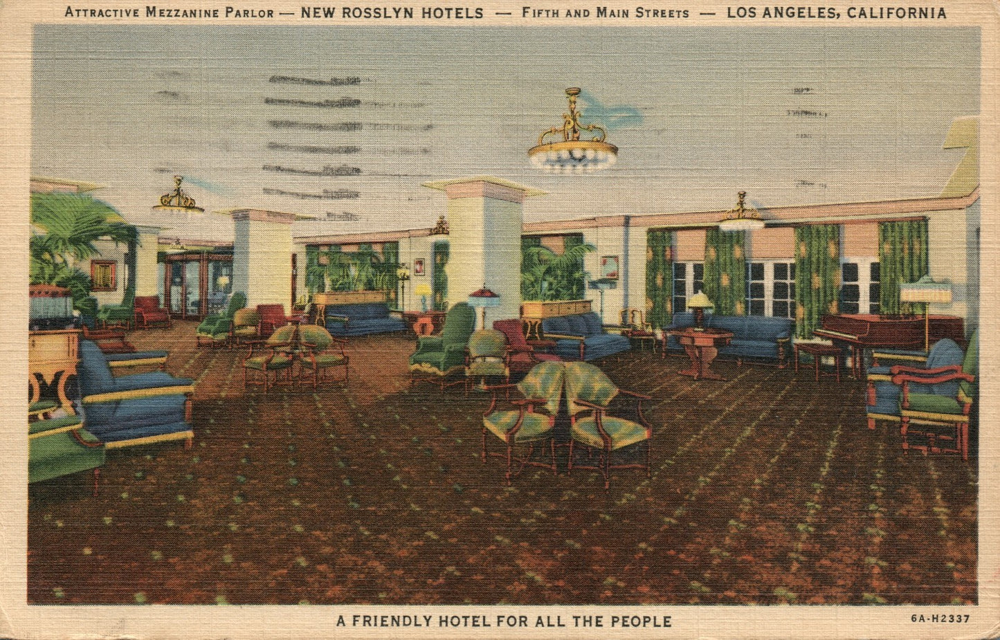 Interior View Mezzanine Parlor New Rosslyn Hotel Los Angeles LA California CA