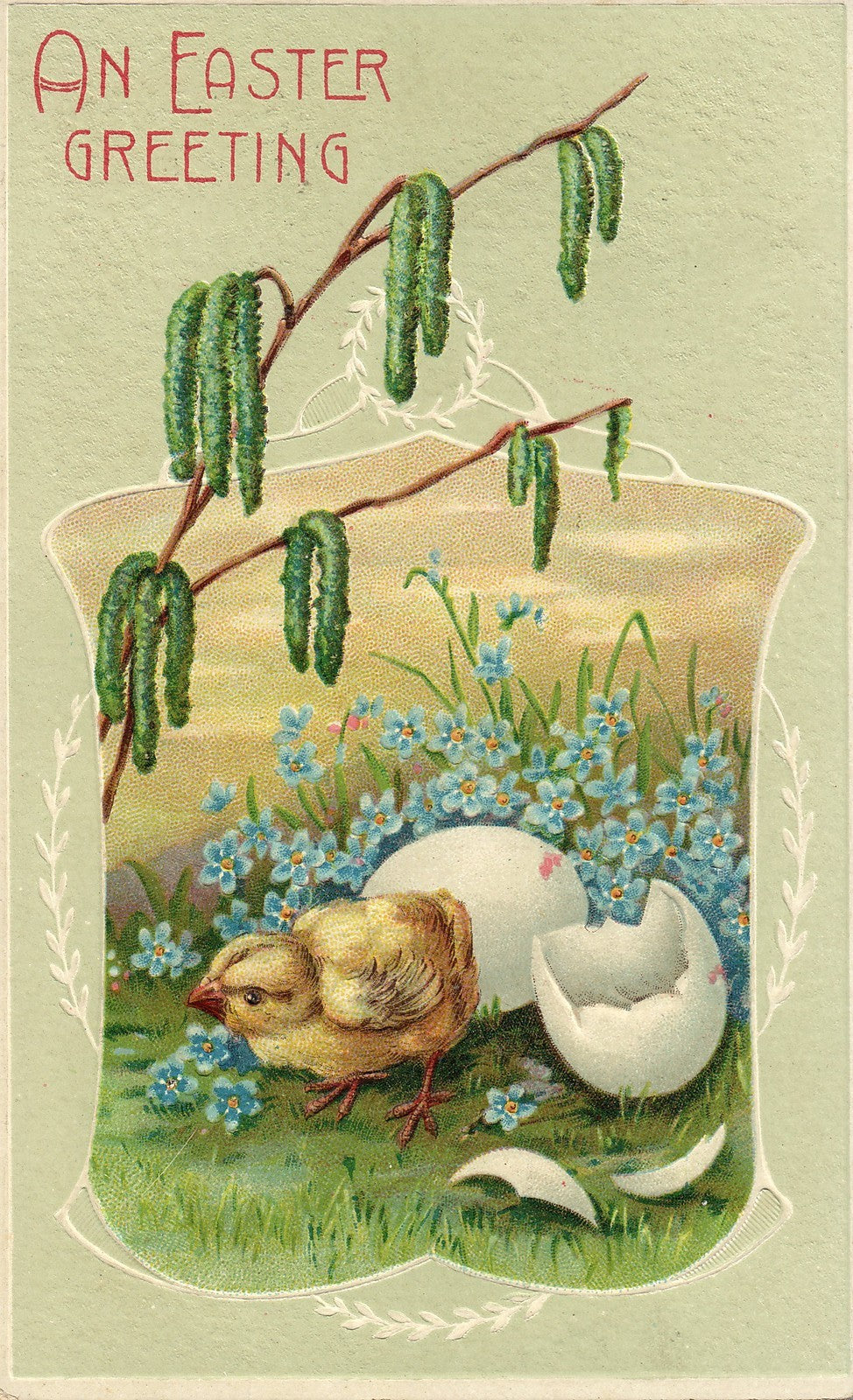 Chick Hatching Forget Me Nots Easter Chick Greeting Postcard