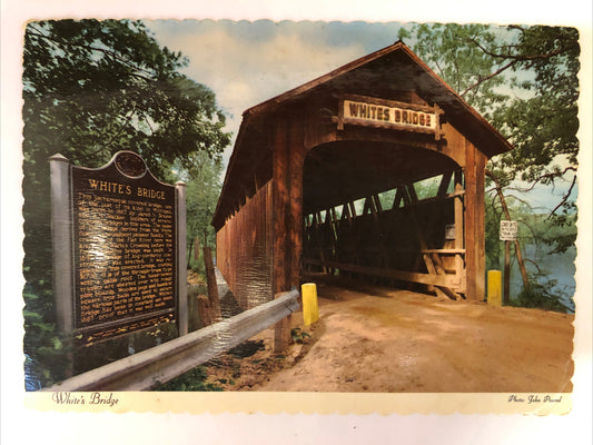 Whites Covered Bridge with History Plaque Lowell Michigan MI Postcard