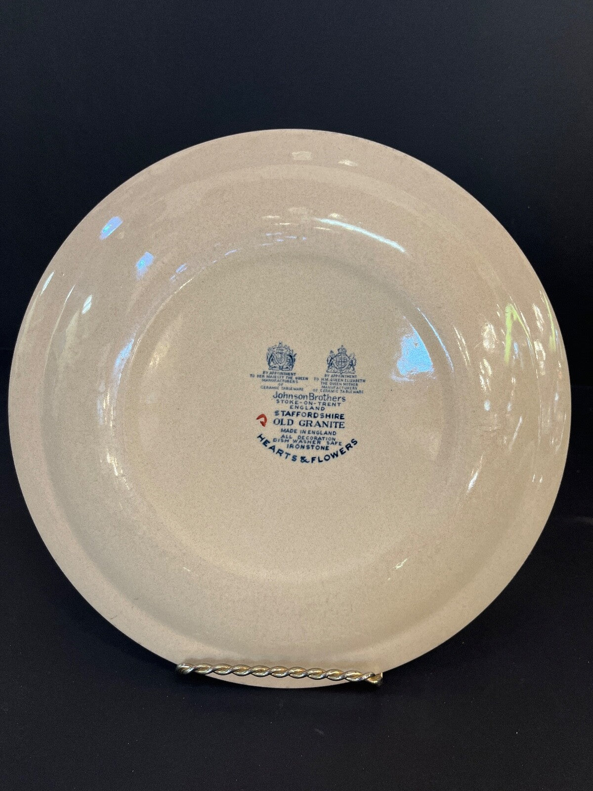 10" DINNER Plate Johnson Brothers Staffordshire Hearts Flowers Old Granite