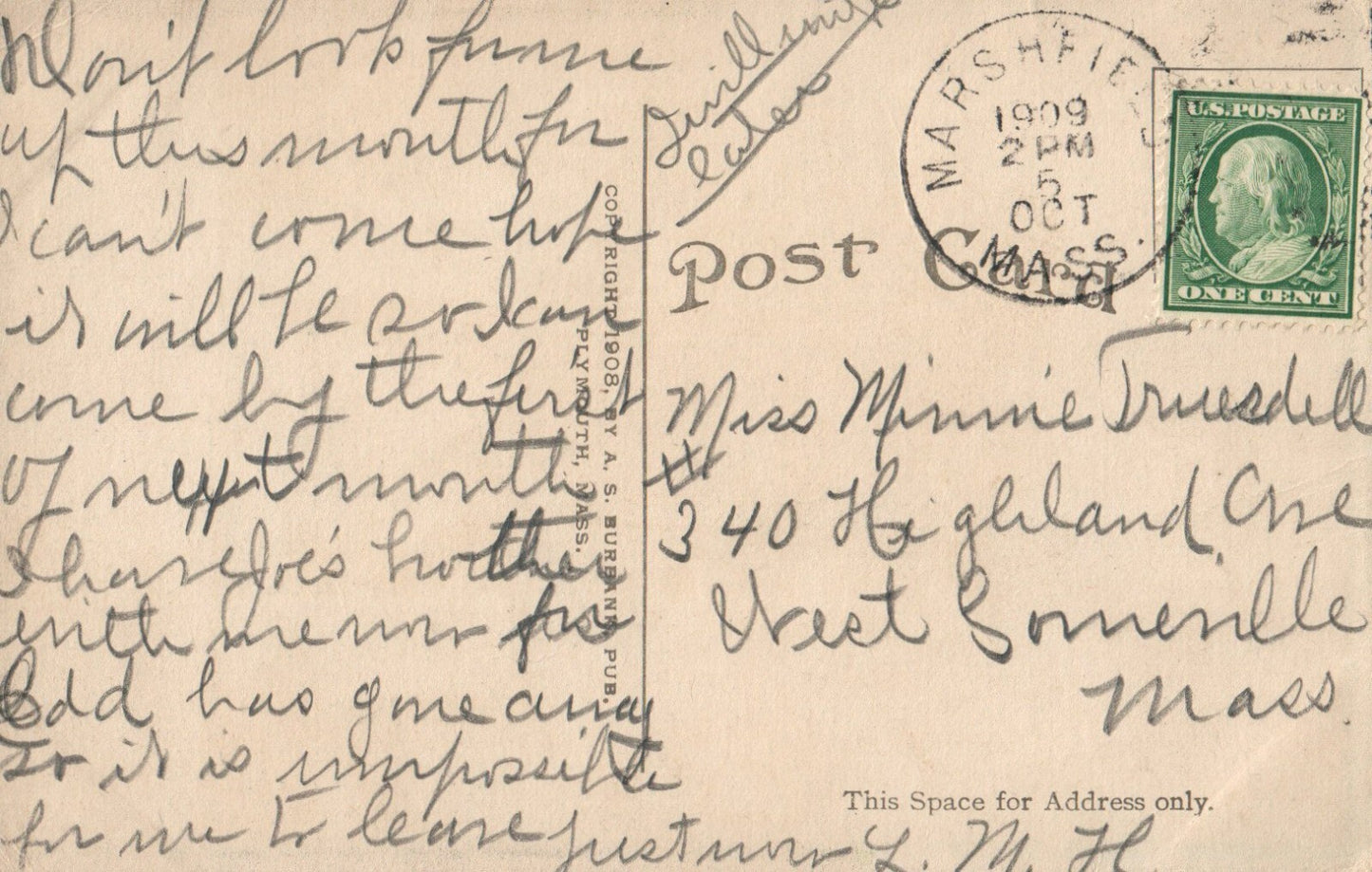 Entrance to Burial Hill Plymouth, Massachusetts Mass Postcard